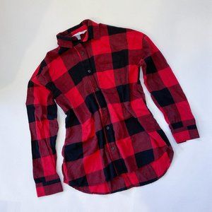 Old Navy Red and Black Buffalo Check Boyfriend Flannel Shirt S